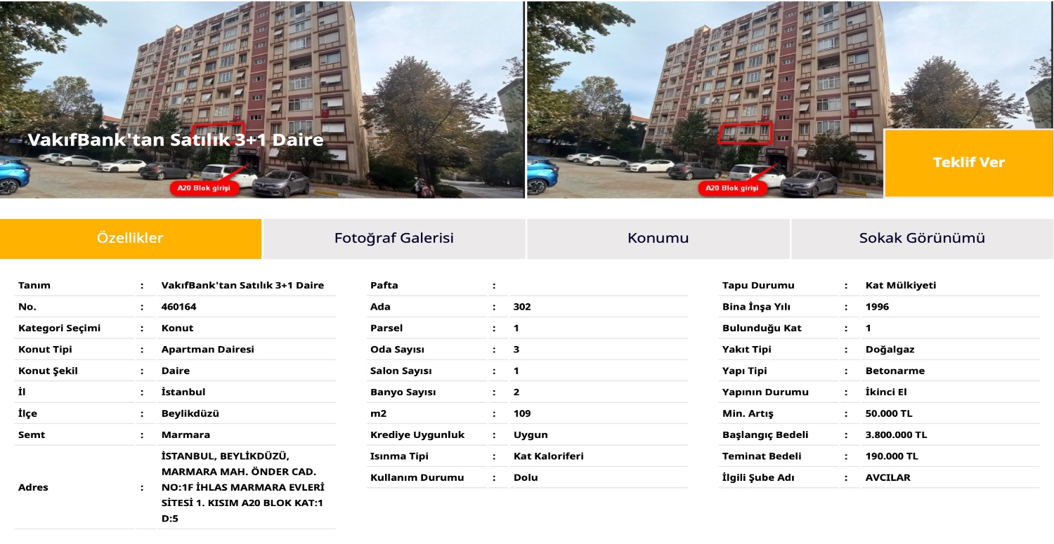 VAKIFBANK SATILIK GAYRİMENKUL