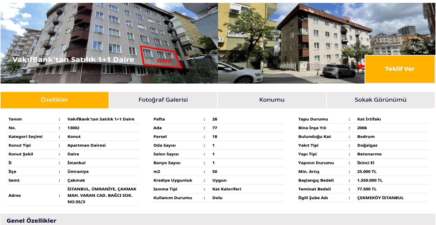 VAKIFBANK SATILIK GAYRİMENKUL