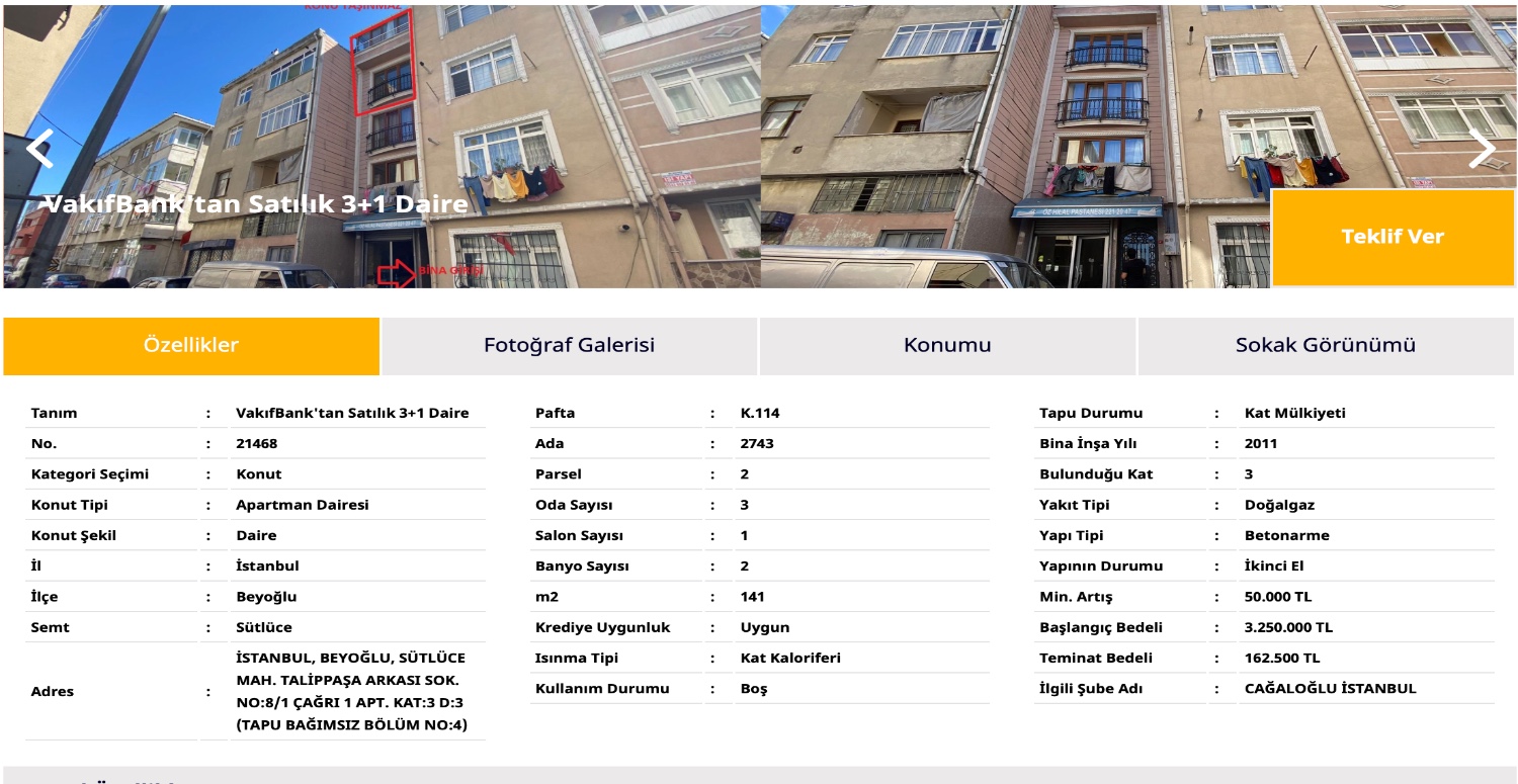 VAKIFBANK SATILIK GAYRİMENKUL