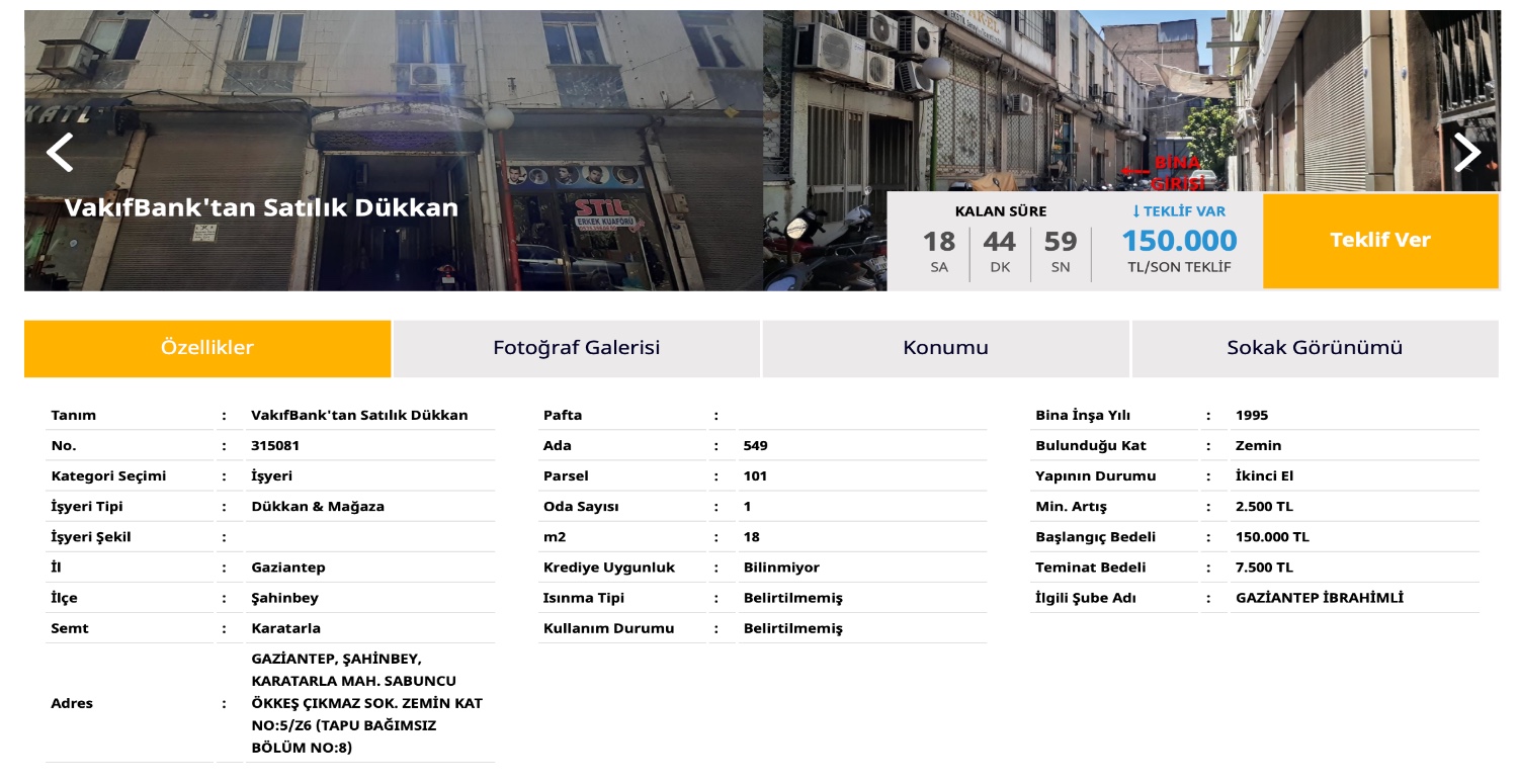 150 Bin TL’ye dükkan sahibi olmak artık hayal değil! Vakıfbank duyurdu