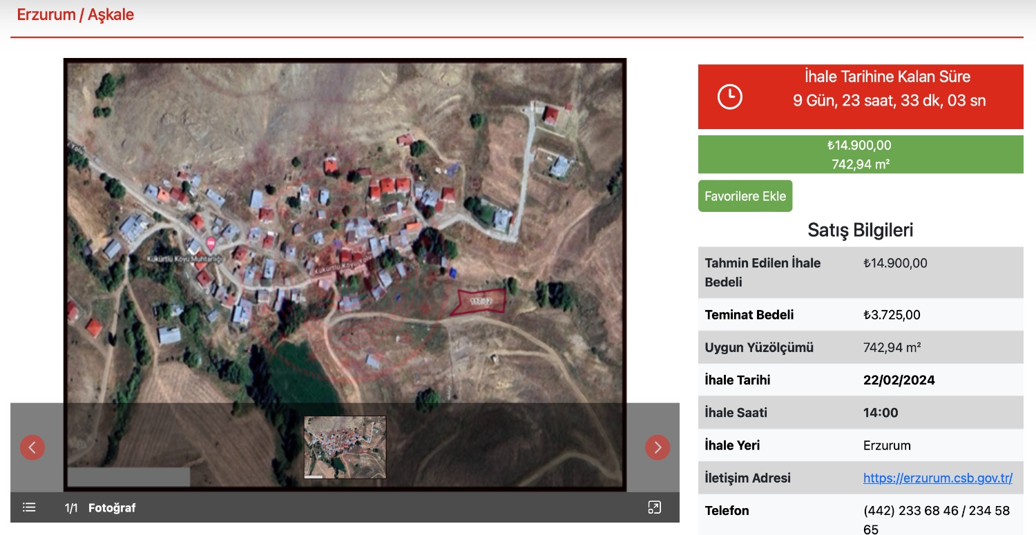 3.725 TL 742 metrekare arazinin tapusu sizin olacak