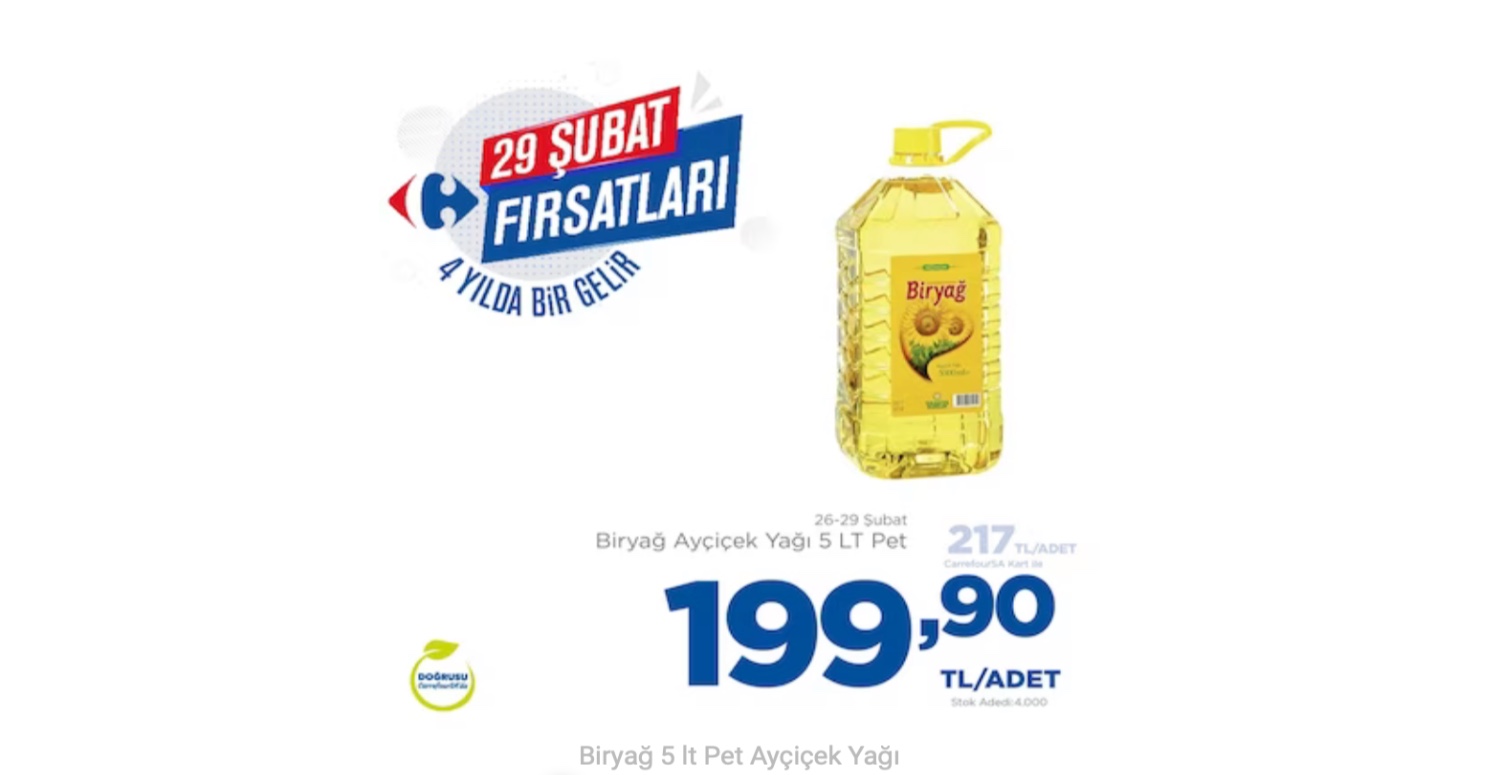 Carrefoursa fırsat yağmuruna imza attı! Ayçiçek yağı 199 TL’den satılıyor