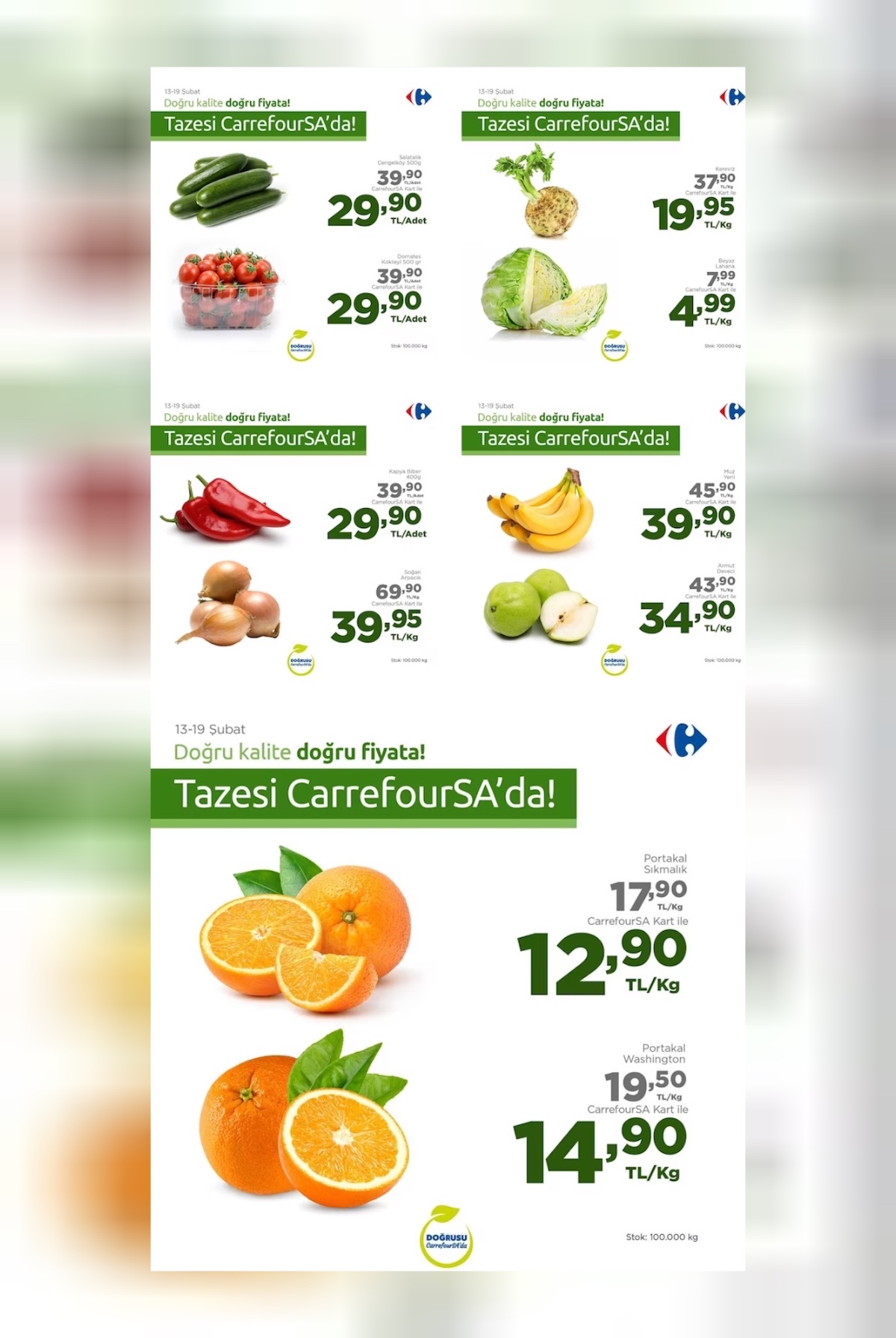 CarrefourSA marketlerden indirimli meyve sebze almanın tam zamanı! 4 TL’den başlayan fiyatlar sizi bekliyor