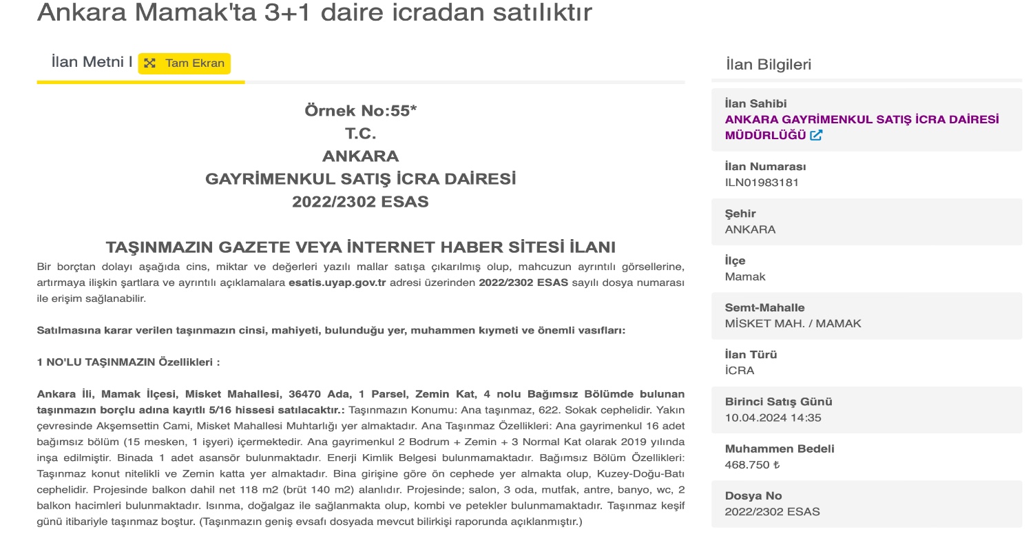 Kıyıda köşede 468 Bin TL’niz 3+1 daireniz hazır! Ankara’da bu fiyata daire satılıyor