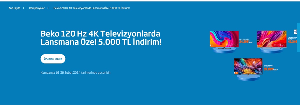 Lansmana özel o televizyonda 5.000 TL indirim yapılacak! Beko televizyon sahibi olmak isteyenlere duyurdu