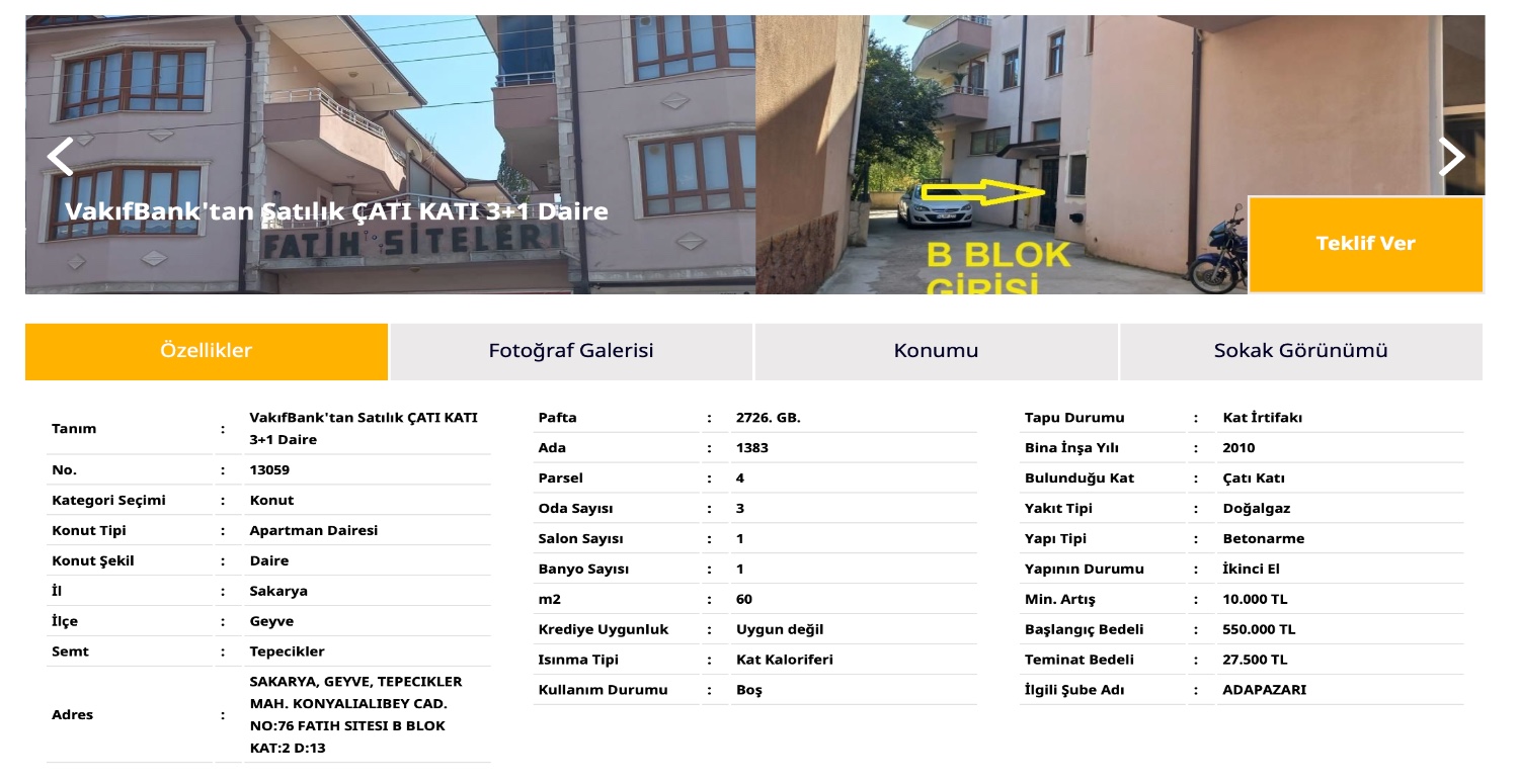 O bankadan 3 + 1 çatı katı daire satılık! Sadece 550.000 TL vererek ev sahibi olacaksınız