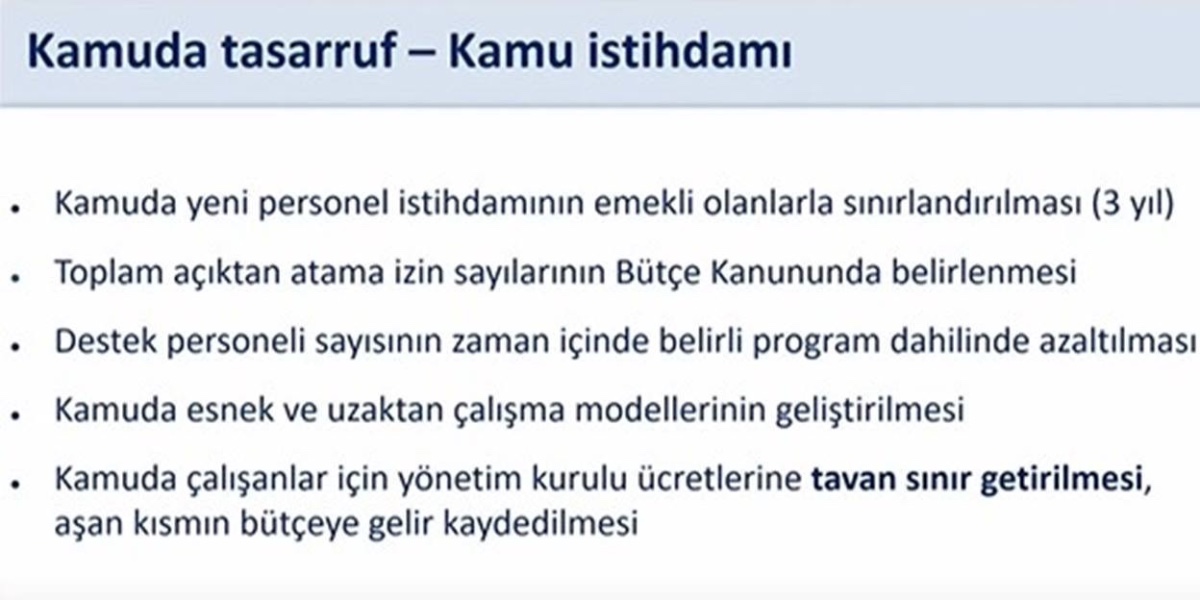 kamuda tasarruf paketi açıklandı