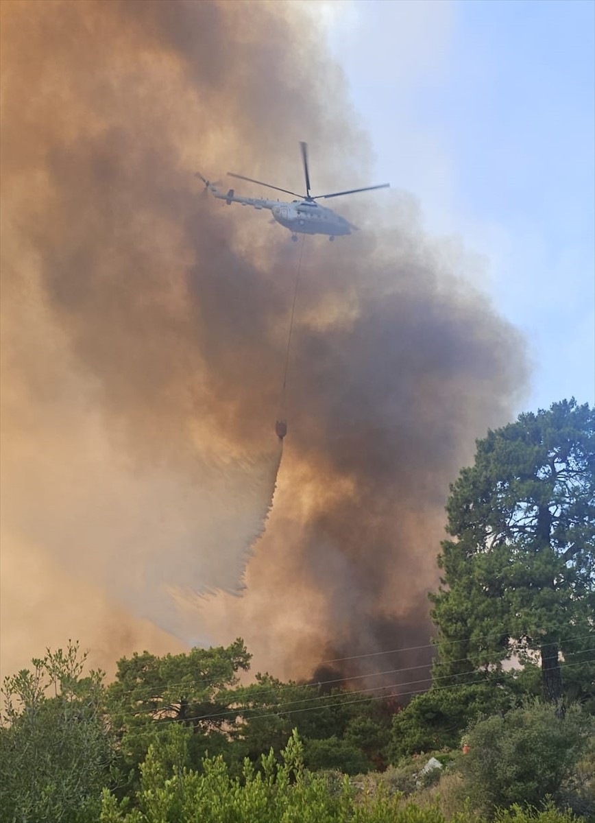 Antalya'nın Serik ilçesinde ormanlık alanda çıkan yangına havadan ve karadan müdahale...
