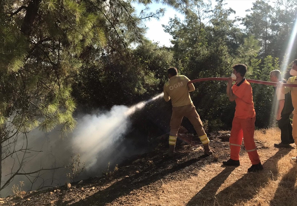 Antalya'nın Serik ilçesinde ormanlık alanda çıkan yangına havadan ve karadan müdahale...