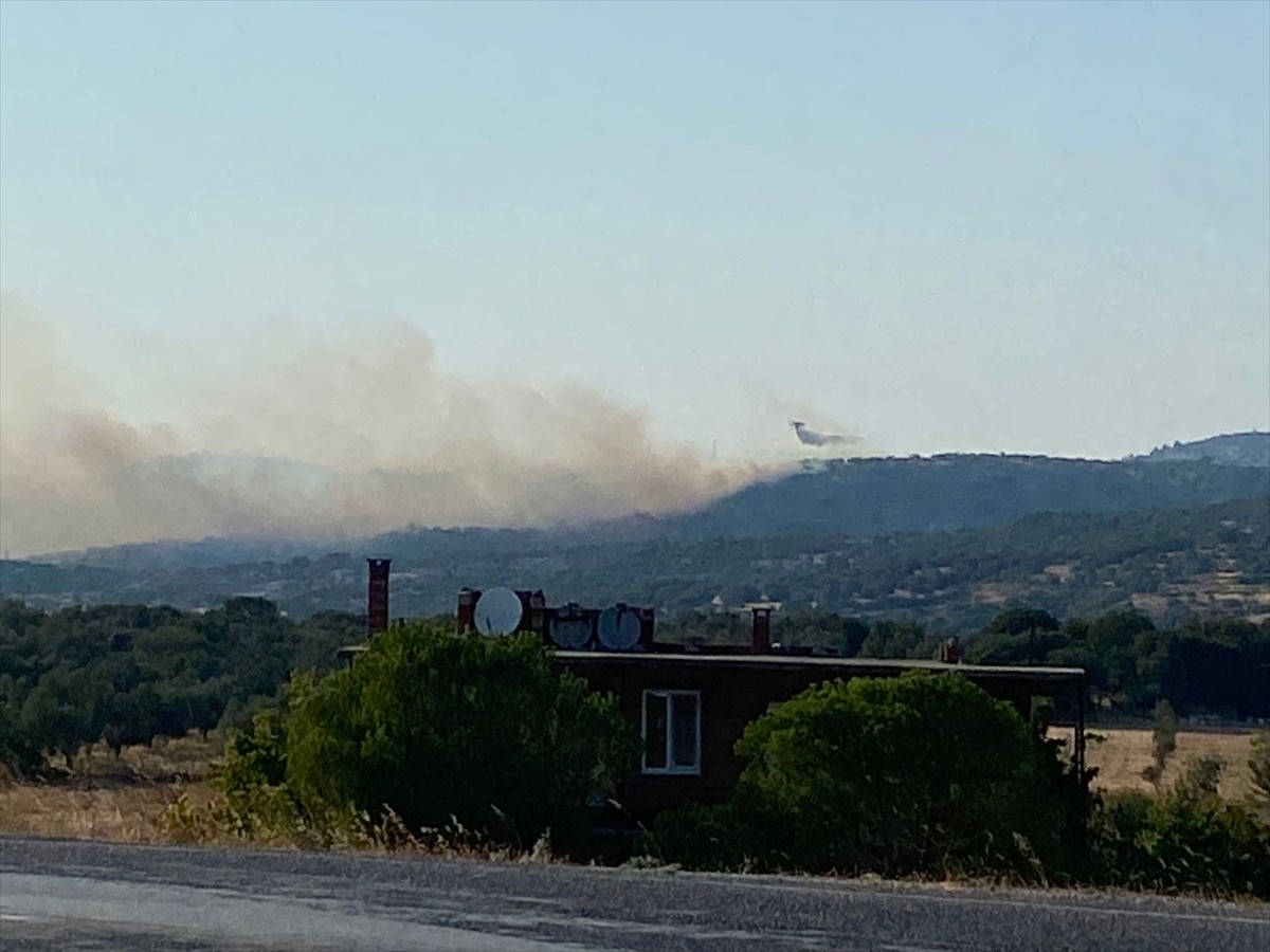 Çanakkale'nin Ayvacık ilçesinde ormanlık alanda başlayan yangına havadan ve karadan müdahale...