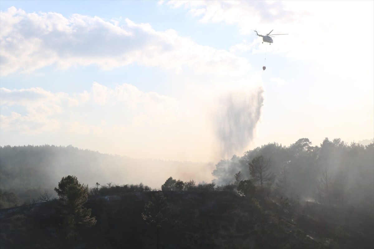 Denizli'nin Çivril ilçesinde çıkan orman yangınına havadan ve karadan müdahale çalışması devam...