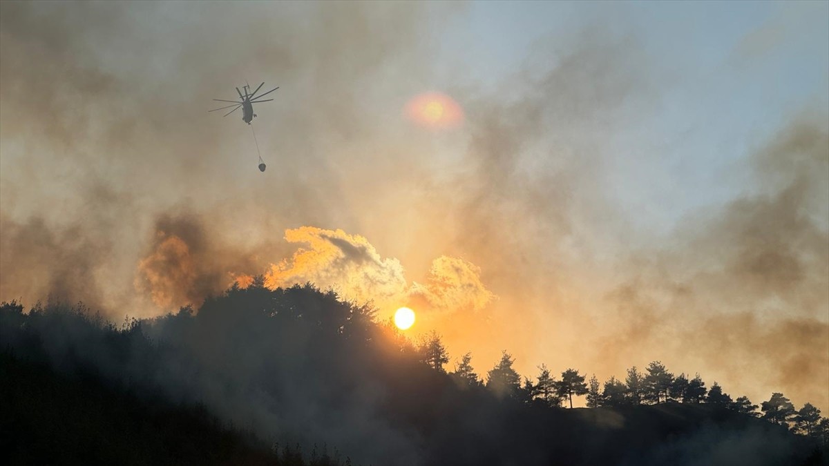 Kahramanmaraş'ın Onikişubat ilçesinde çıkan orman yangınına ekiplerce havadan ve karadan müdahale...