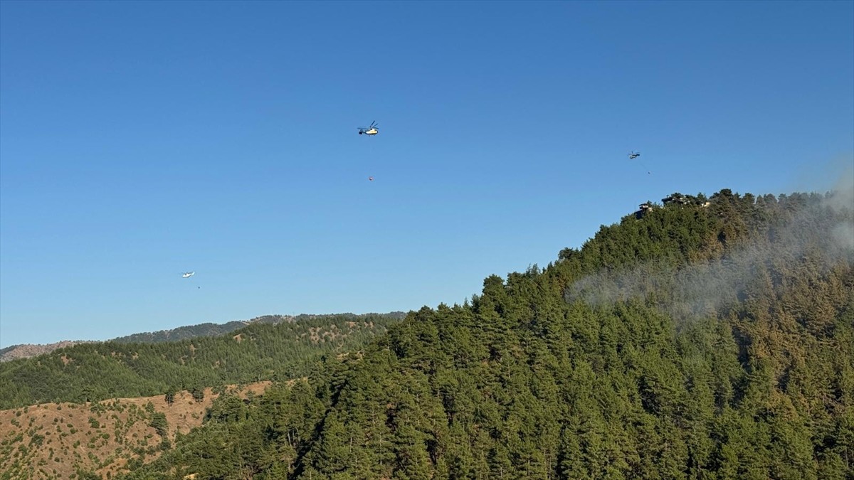 Kahramanmaraş'ın Onikişubat ilçesinde çıkan orman yangınına  Orman Bölge Müdürlüğü ekiplerince...