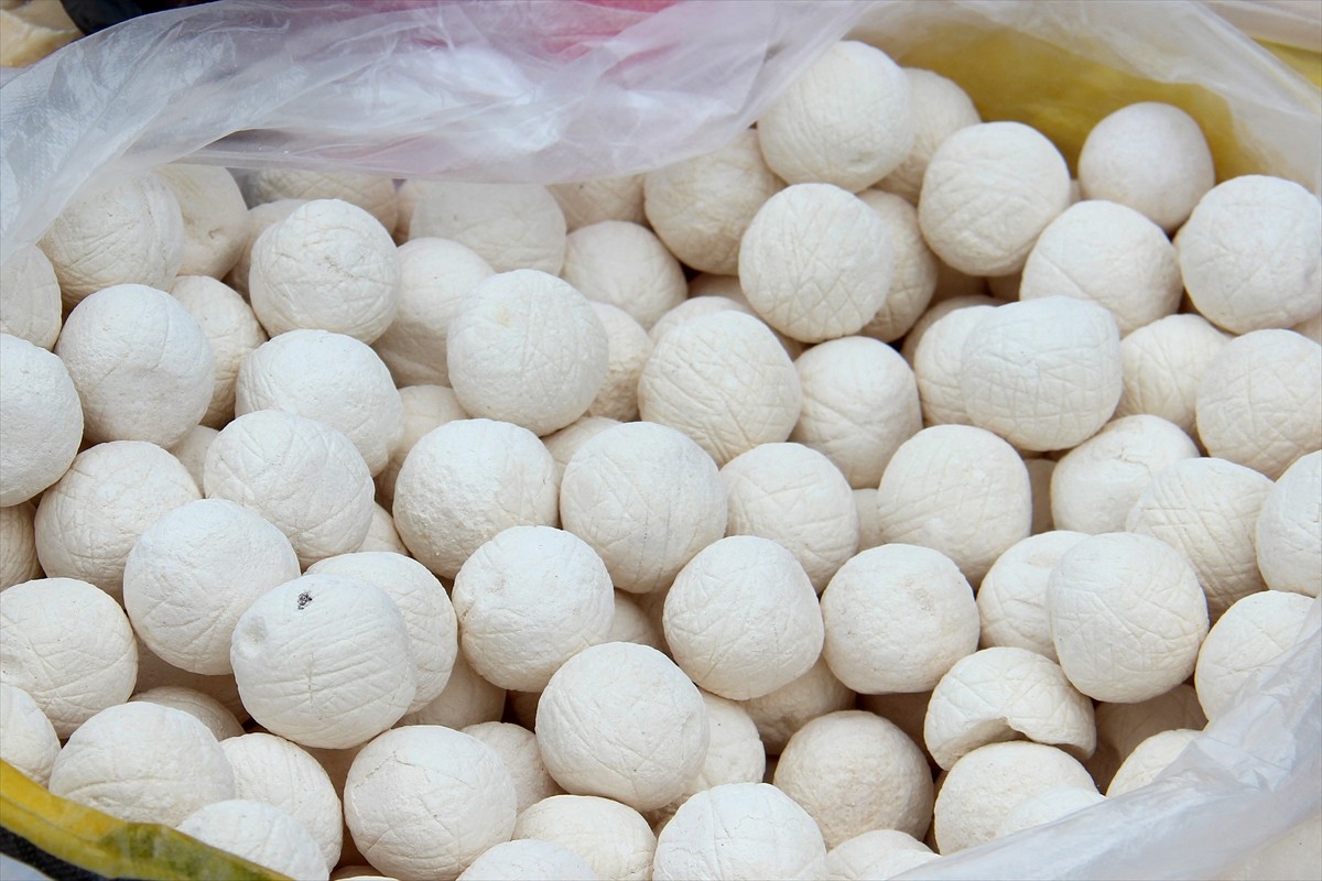 Kırgızistan'da popülerliği artan geleneksel el yapımı yiyecek kurut, tat çeşitliliğiyle pazarda...