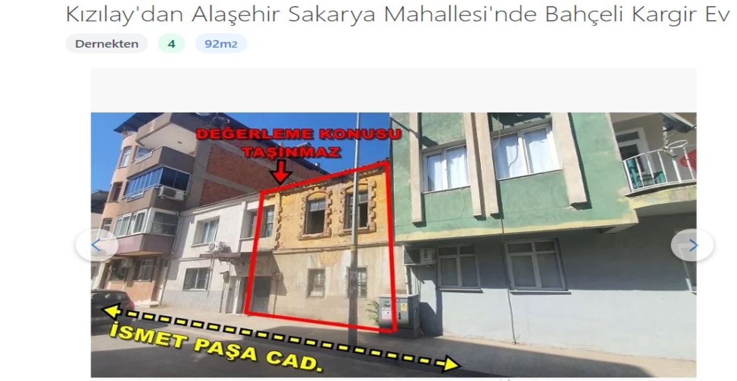 Kızılay'dan Alaşehir Sakarya Mahallesi'nde Bahçeli Kargir Ev