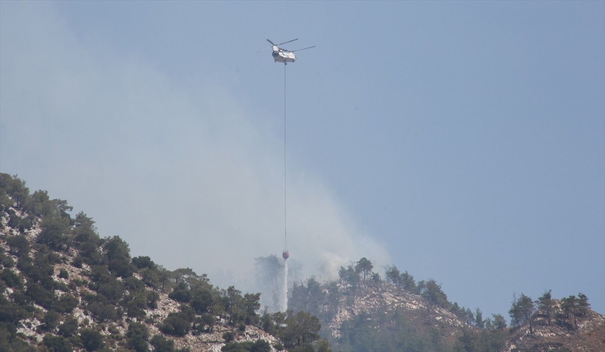 Muğla'nın Milas ilçesinde ormanlık alanda çıkan ikinci yangında yaklaşık 1 hektar alan zarar...