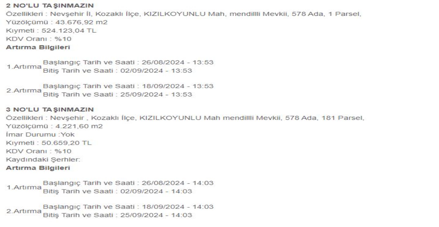 Nevşehir Kozaklı'da 357 m² arsa