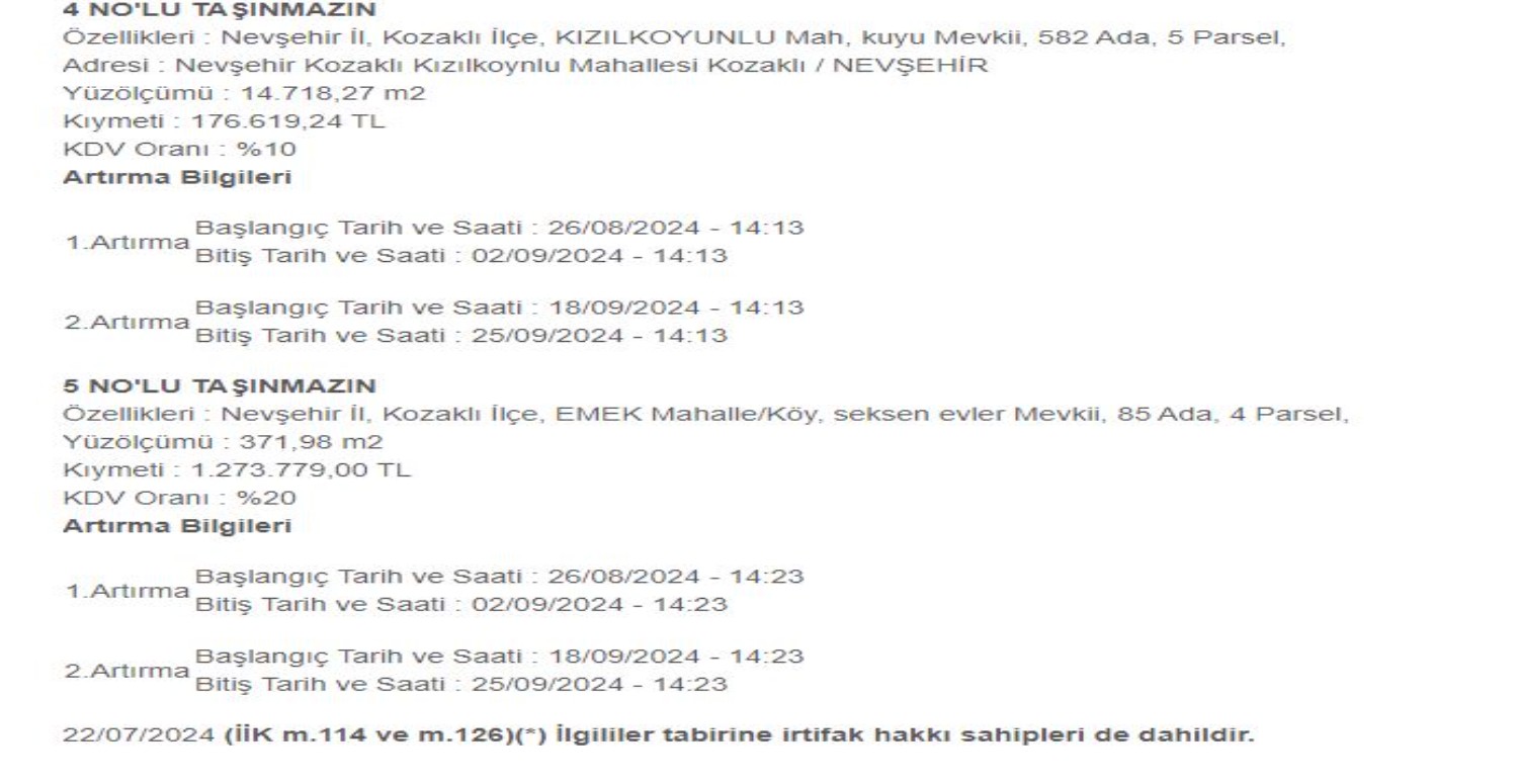 Nevşehir Kozaklı'da 357 m² arsa
