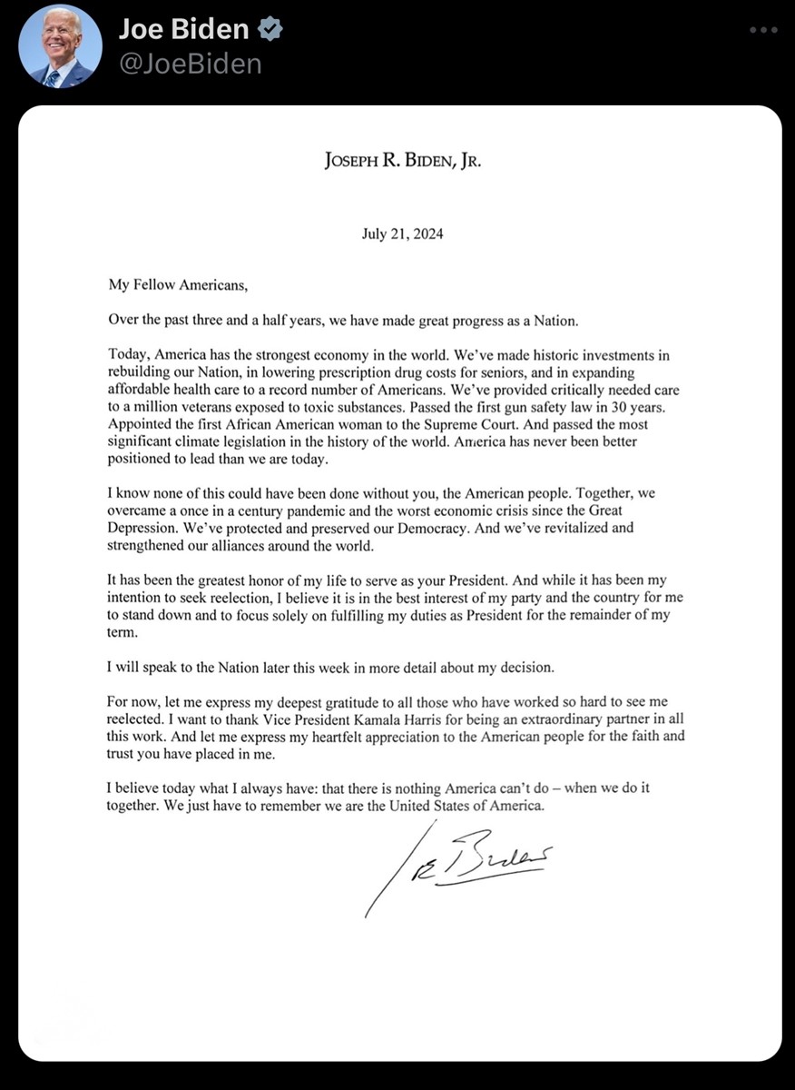 Seçim yarışından çekildiğini açıklayan ABD Başkanı Joe Biden, Başkan Yardımcısı Kamala Harris'i...