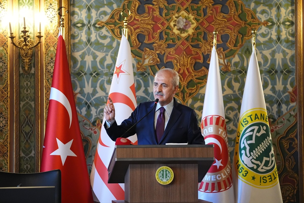 TBMM Başkanı Numan Kurtulmuş, İstanbul Üniversitesi'nde düzenlenen "Kıbrıs Barış Harekatı'nın 50....