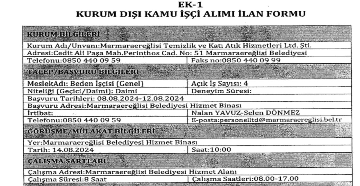 KPSS şartı olmadan Belediye personel alımını duyurdu! Tekniker, bekçi, şoför ve daha birçok pozisyon