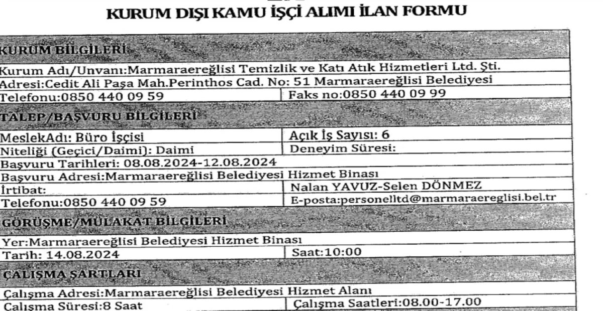 KPSS şartı olmadan Belediye personel alımını duyurdu! Tekniker, bekçi, şoför ve daha birçok pozisyon