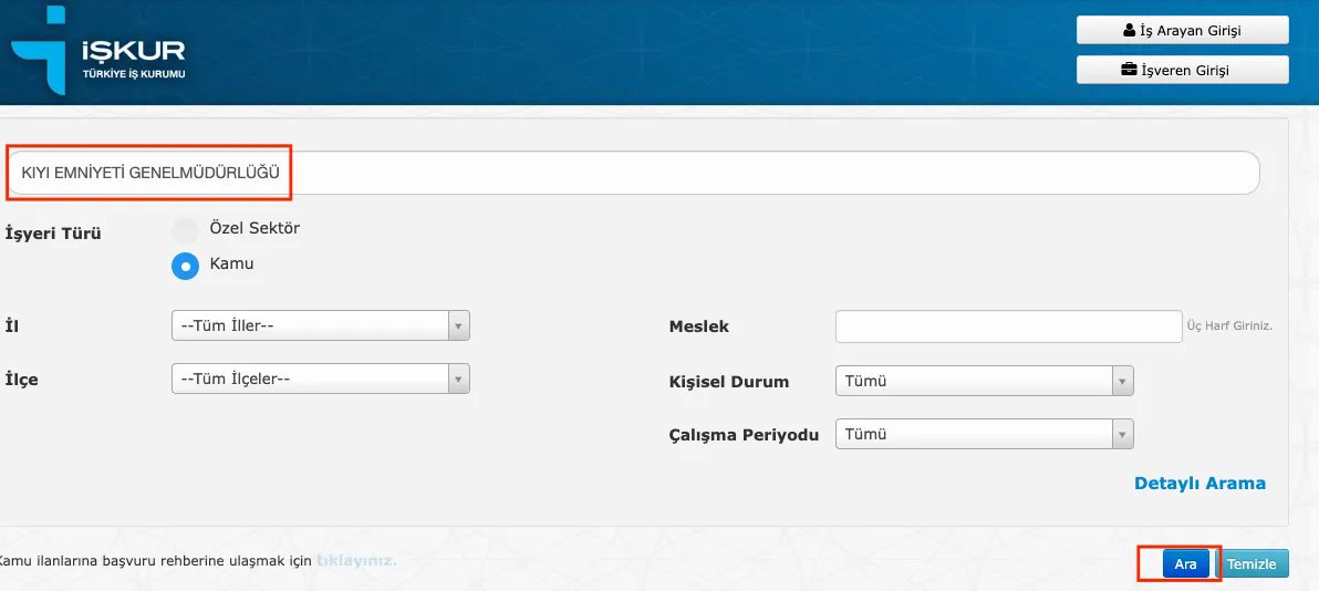 Kıyı Emniyeti Genel Müdürlüğü'nden KPSS'li ve KPSS'siz En Az 50 Bin TL Maaşlı Personel Alım İlanı!