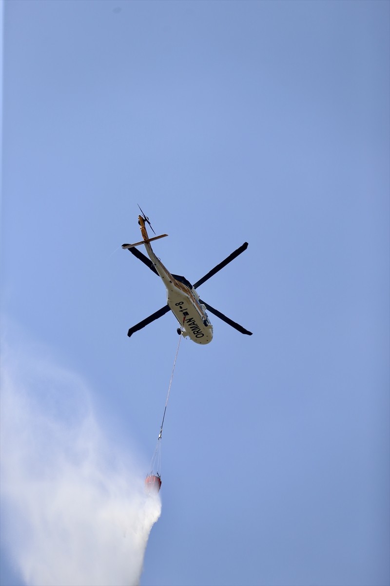 Muğla'nın Fethiye ilçesinde ormanlık alanda çıkan yangın havadan ve karadan müdahaleyle...