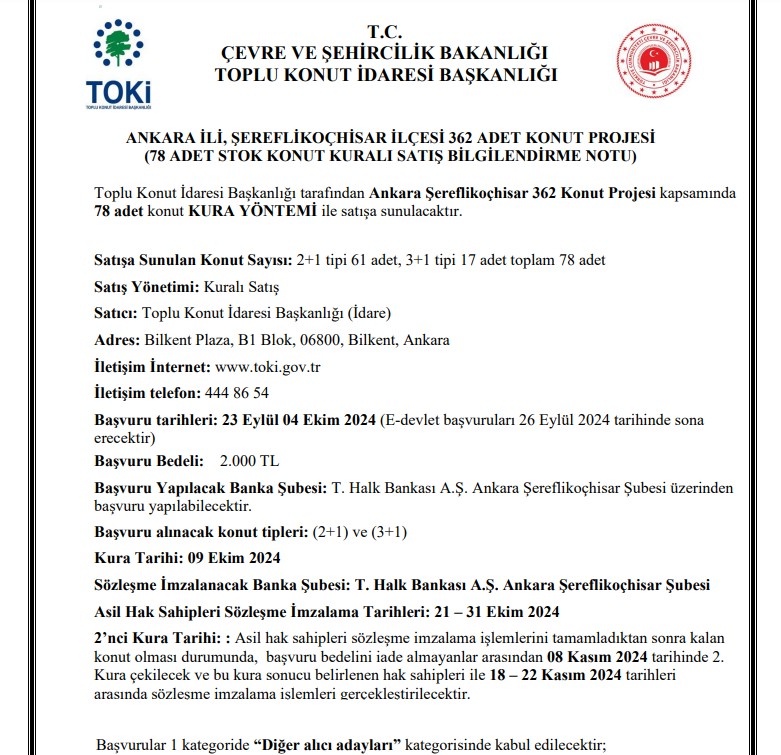 9 Ekim 2024'te TOKİ'den Büyük Fırsat! Aylık 9.000 TL ile Ev Sahibi Olun