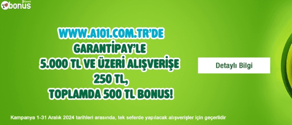 A101 ve GarantiPay ile Alışverişte 500 TL'ye Varan Bonus Fırsatı
