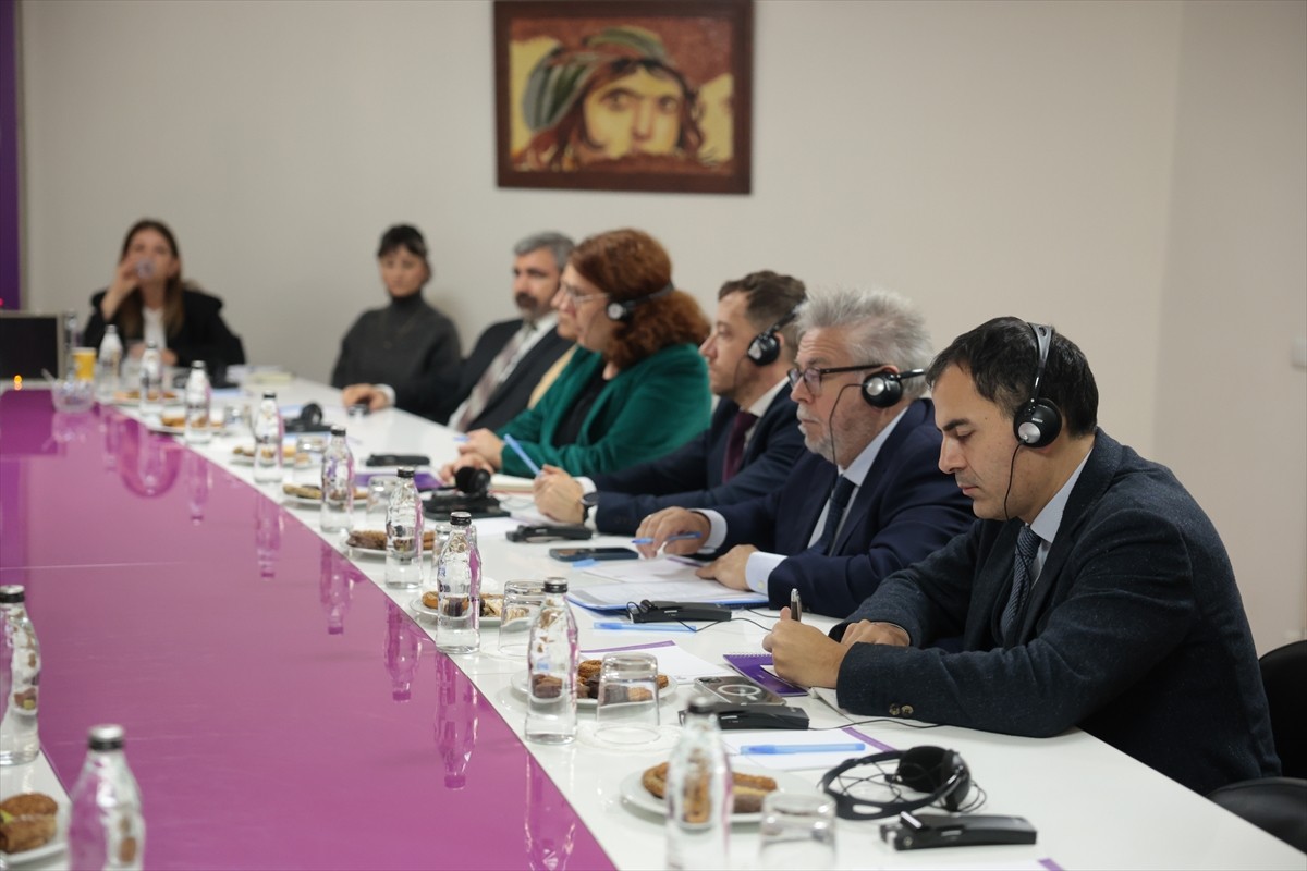 Avrupa Parlamentosu Türkiye Raportörü Nacho Sanchez Amor (sağ 2) ve beraberindeki heyet, DEM...