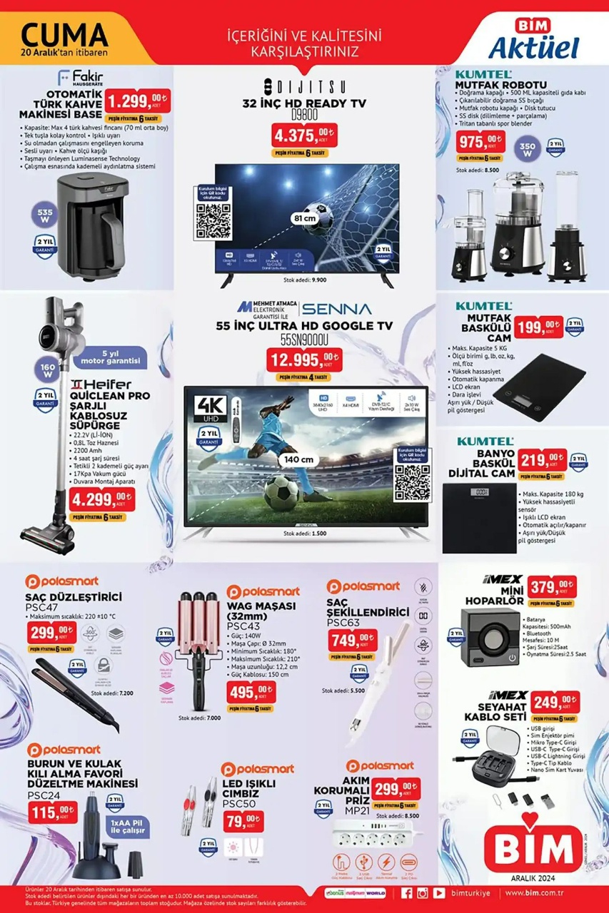 BİM 20 Aralık 2024 Aktüel Ürünler Kataloğu ile Avantajlı Yeni Yıl Fırsatları
