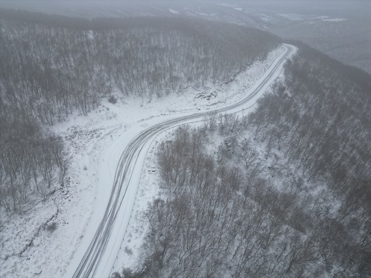 Tekirdağ'ın yüksek kesimlerinde kar etkili oldu, Ganos Dağı eteklerinde yer alan ormanlık alan...