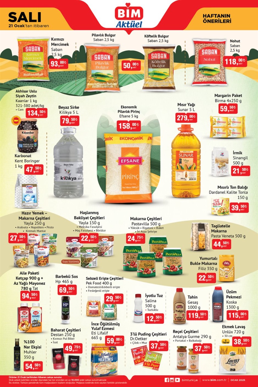 BİM'de 21 Ocak'ta Dev İndirimler Başlıyor: 5 KG'ı 158 TL'ye Düşüyor