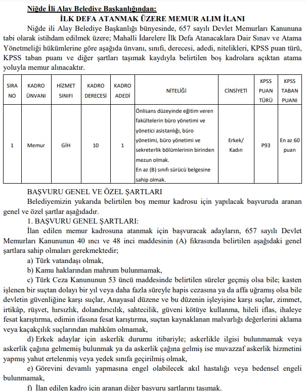 Manisa ve Niğde'deki Belediyeler 2025 Memur Alım İlanlarını Duyurdu