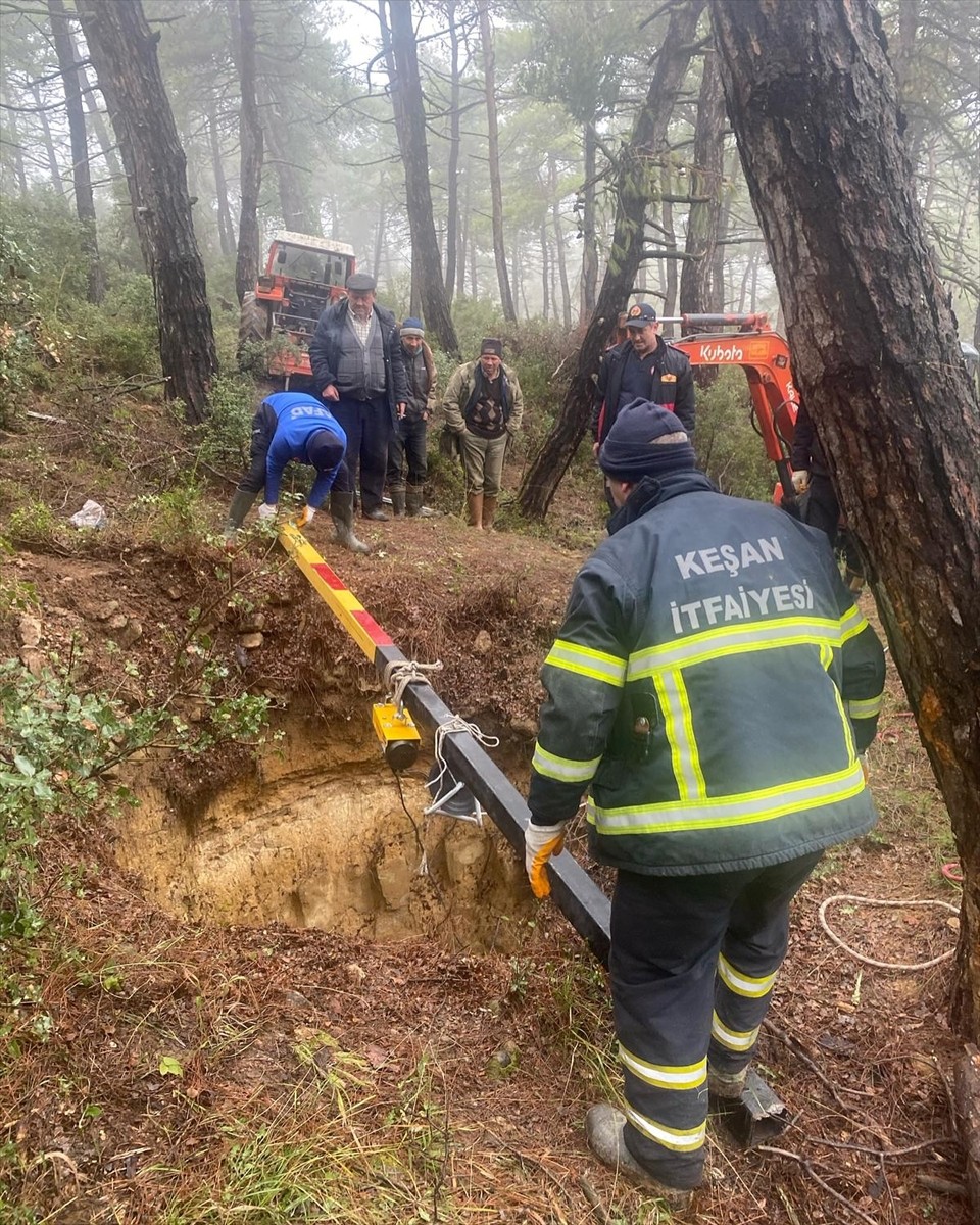 Edirne'nin Keşan ilçesinde ormanlık alandaki çukura düşen 4 keçi, AFAD ve itfaiye ekiplerince...