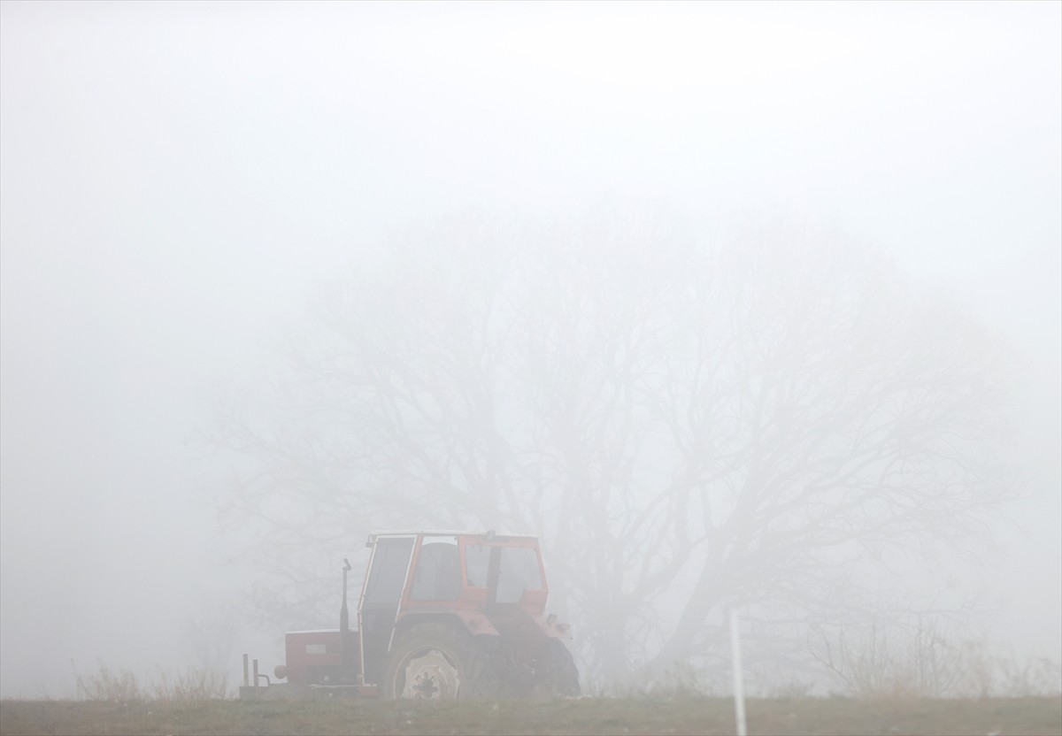 Kırklareli'nde yoğun sis nedeniyle görüş mesafesi yer yer 30 metrenin altına düştü.