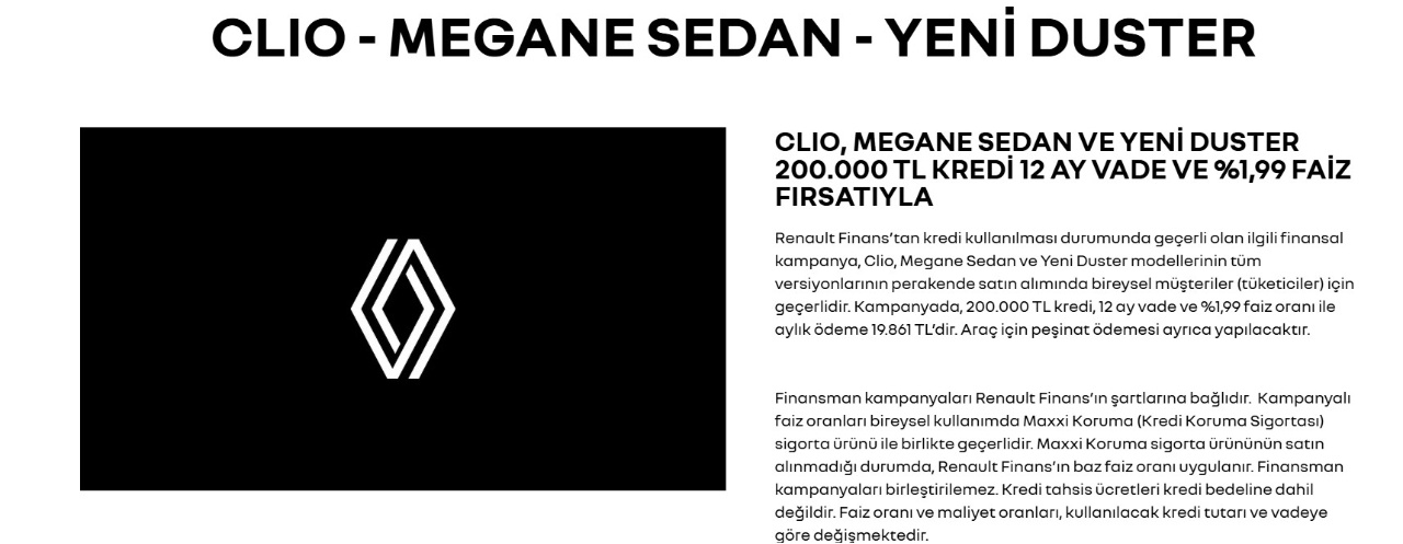 Renault'un Şubat Ayı Kampanyası: Faizsiz Kredi Limitleri 200.000 TL'ye Yükseldi