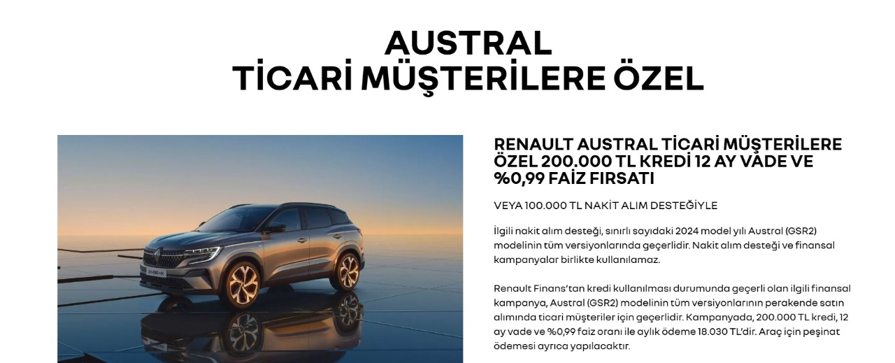 Renault'un Şubat Ayı Kampanyası: Faizsiz Kredi Limitleri 200.000 TL'ye Yükseldi
