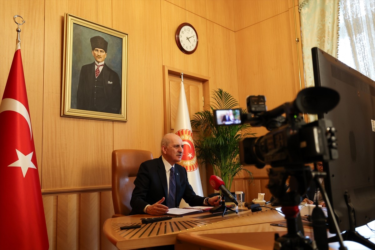 TBMM Başkanı Numan Kurtulmuş, Ukrayna Meclis Başkanı Ruslan Stefanchuk ile video konferans...