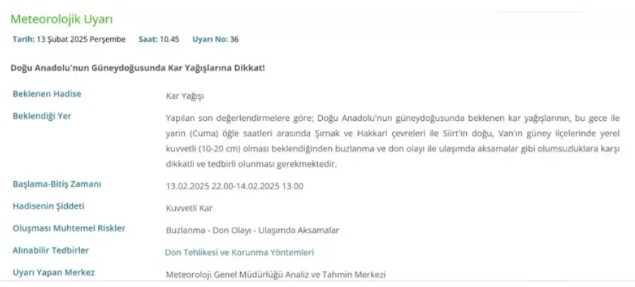 Türkiye Genelinde Kar Alarmı: 20 İlde Sarı Kodlu Uyarı