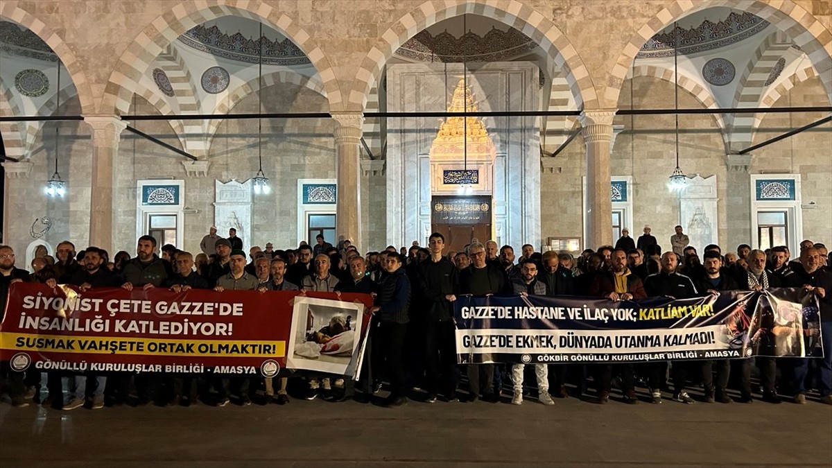 Amasya'da İsrail'in Gazze'ye yönelik saldırıları protesto edildi. Amasya GÖKBİR Platformu...
