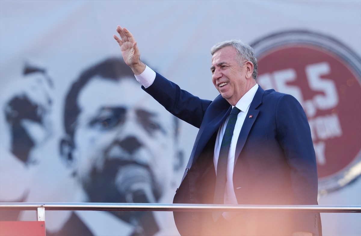 CHP Genel Başkanı Özgür Özel, partisince Yenimahalle'deki Nazım Hikmet Kültür Merkezi önünde...