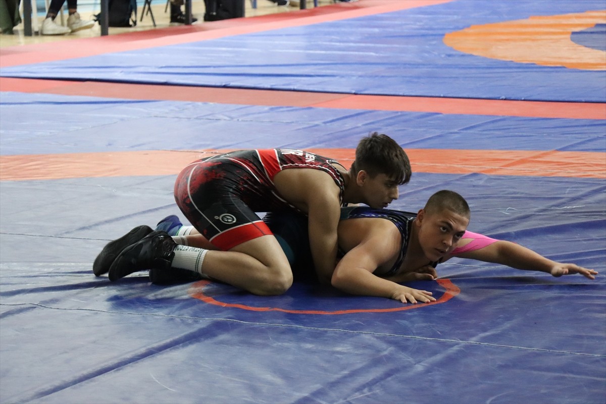 Erzincan'da 35 ilden 725 sporcunun katılımıyla düzenlenen 15 Yaş Altı Türkiye Güreş Grup...