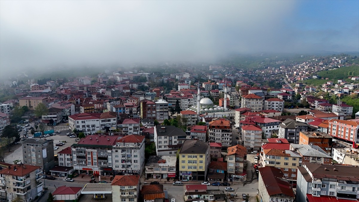 Sakarya'nın Karadeniz'e kıyısı olan Kocaali ilçesinde sis bulutu oluştu. İlçe merkezi ve fındık...
