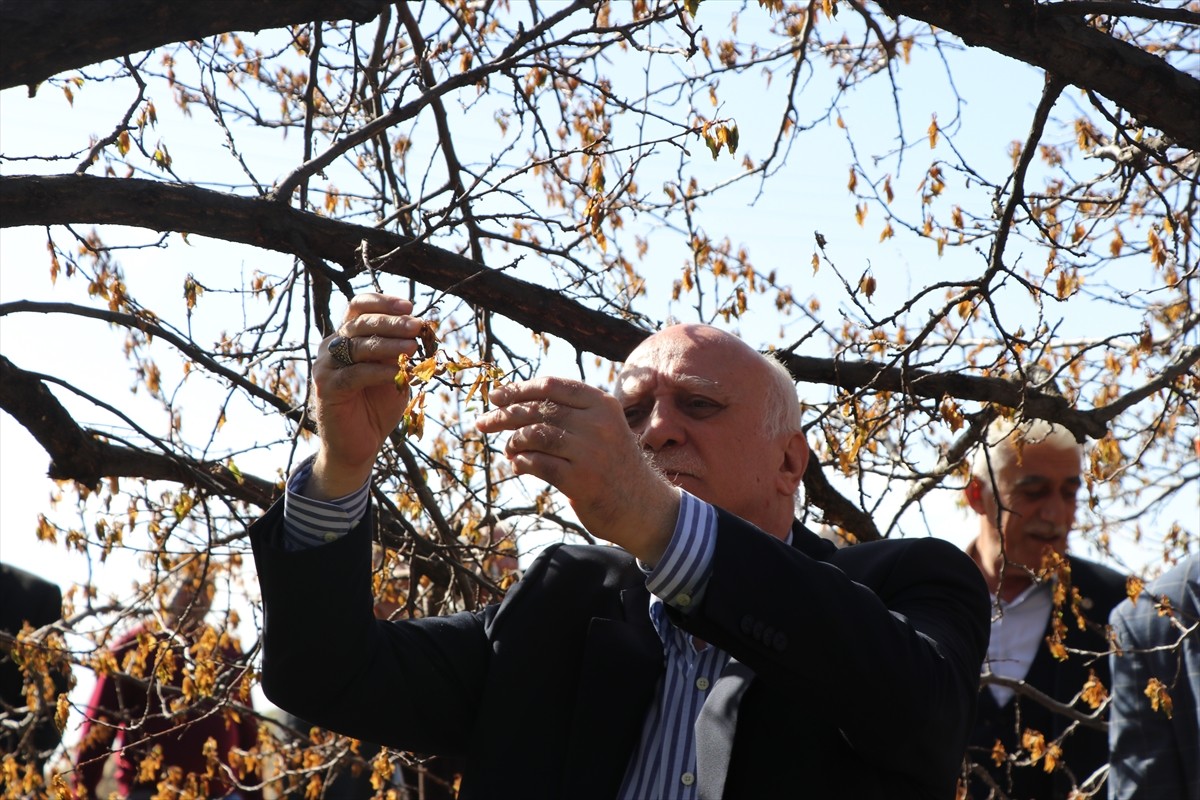 Türkiye Ziraat Odaları Birliği (TZOB) Genel Başkanı Şemsi Bayraktar (solda), Elazığ'ın Baskil...