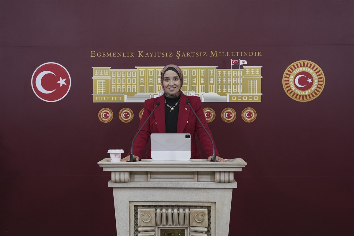 Yeni Yol Partisi İstanbul Milletvekili Elif Esen, TBMM'de düzenlediği basın toplantısında...