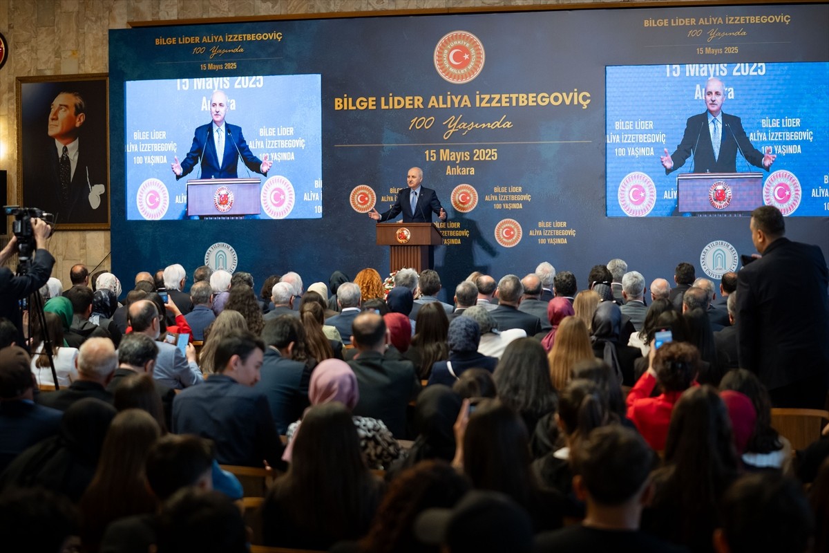 TBMM Başkanı Numan Kurtulmuş, TBMM Tören Salonu'nda düzenlenen "Bilge Lider Aliya İzzetbegoviç 100...