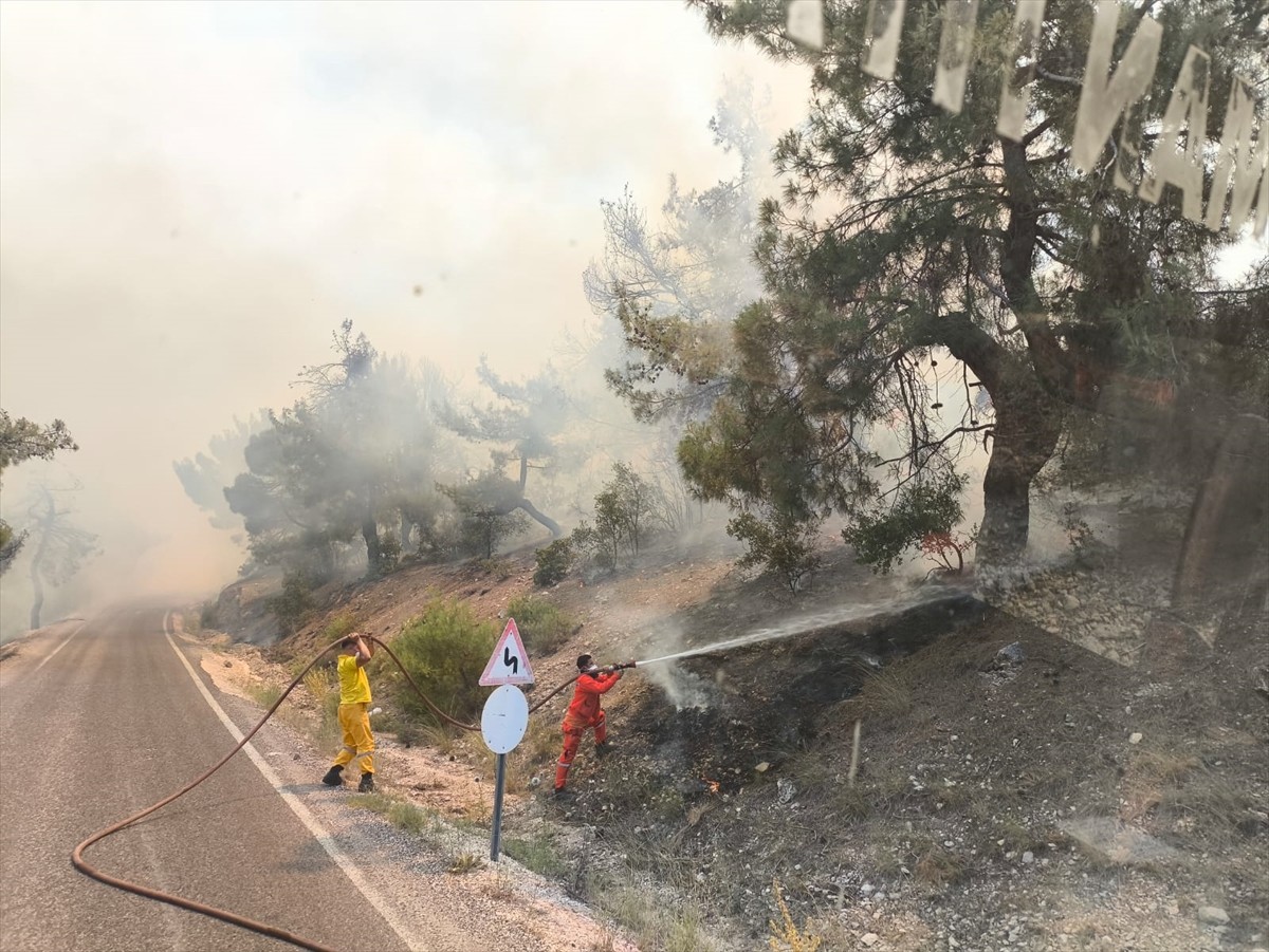 Gaziantep'in Nurdağı ilçesinde çıkan orman yangınına müdahale ediliyor.