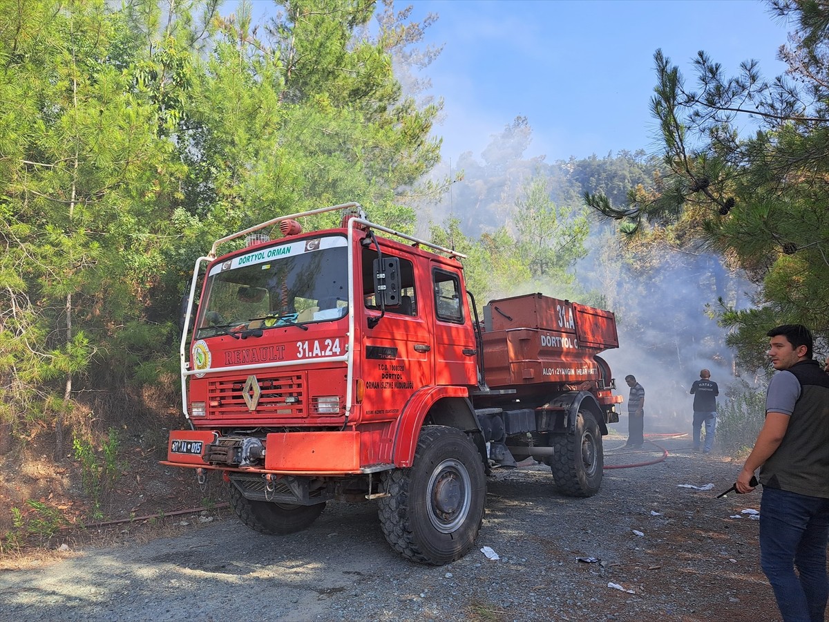 Hatay'ın Dörtyol ilçesinde ormanlık alanda çıkan yangın, ekiplerin havadan ve karadan...